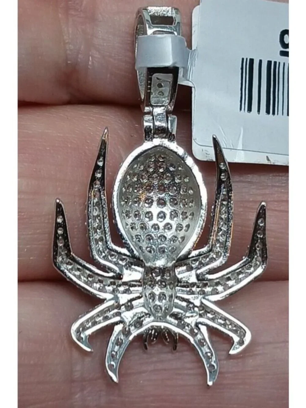 Spider Shaped Pendant Sparkling CZ Stones 925 Sterling Silver Unique Design #G8
